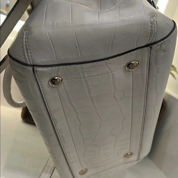 Coach Ivory Croc-Embossed Satchel - Picture 14 of 16
